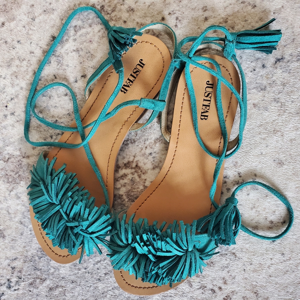 JustFab Turquoise Lace Up Sandals